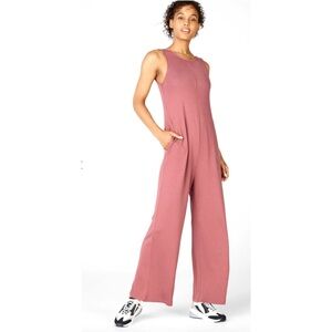 NEW Fabletics Grace Jumpsuit 2XL/XXL Pink Wide Leg Soft Lounge Travel Pockets